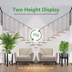 OERGKE 2 Pack Plant Stand Indoor, Adjustable Bamboo Mid Century Modern Plants Stands, Corner Flower Holder for Living Room, Fits 8 to 12 Inches Pots, (Pot & Plant Not Included)(Black)