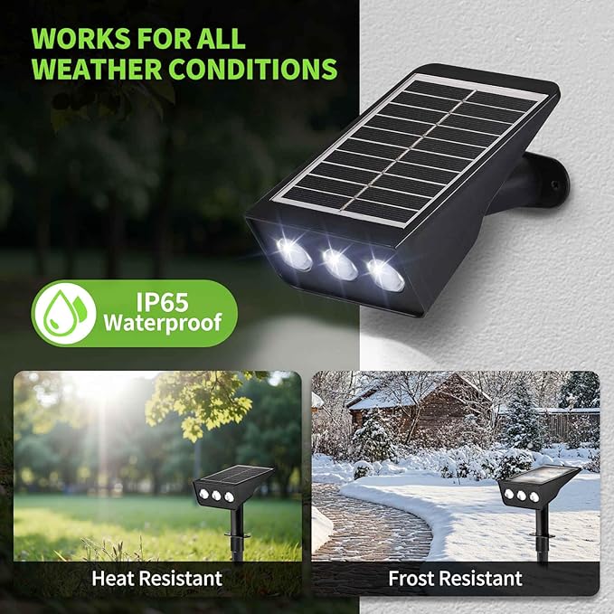 Solar Spot Lights Outdoor, 6 Pack Solar Landscape Spotlights 3 Lighting Modes IP65 Waterproof Adjustable Light House Lights Spot Light for Yard