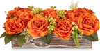 dilatata flower arrangement with wooden vase 14" artificial, main product view