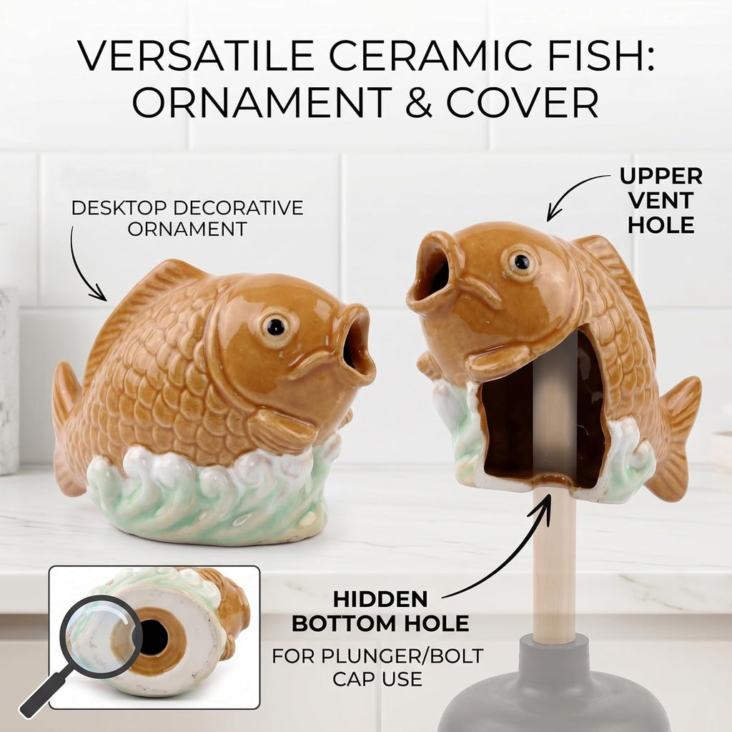 Ceramic Koi Fish Pond Spitter - Lifelike Water Fountain Spout for Small Ponds, Gardens & Pools, Style 1