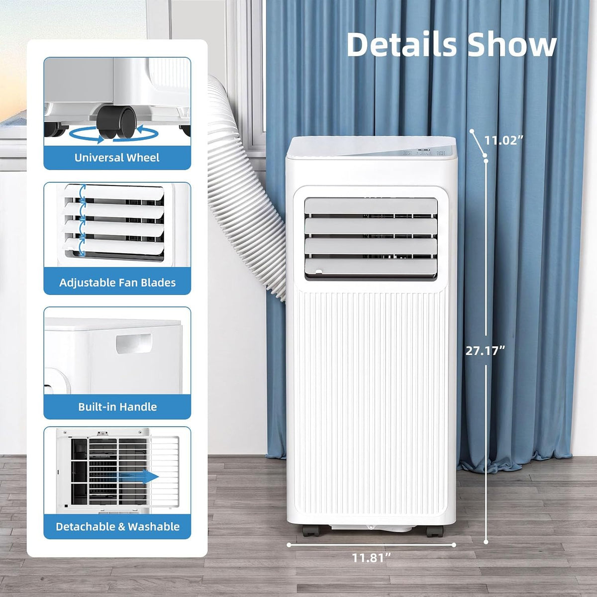 antarctic star portable air conditioners, 10000 btu, close-up detail