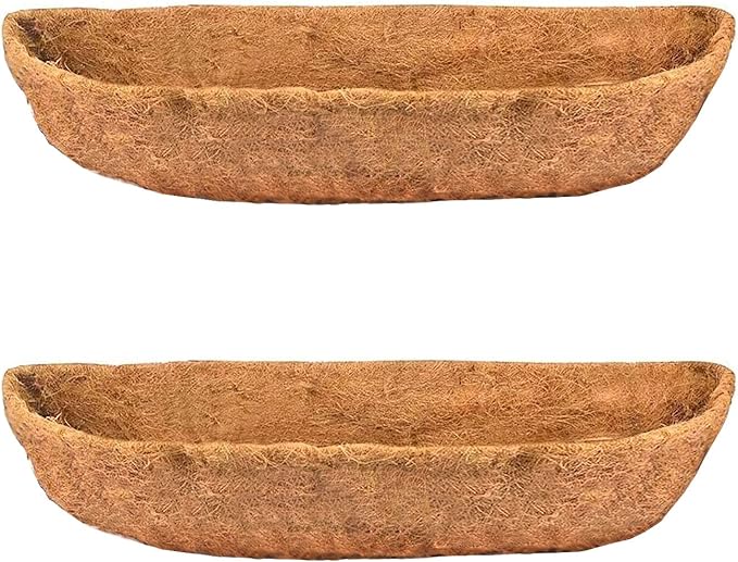 2pcs 48" Garden Coconut Planter Liners Preformed Window Box Liners Natural Trough Coco Liner Coir Mats (48 inch)