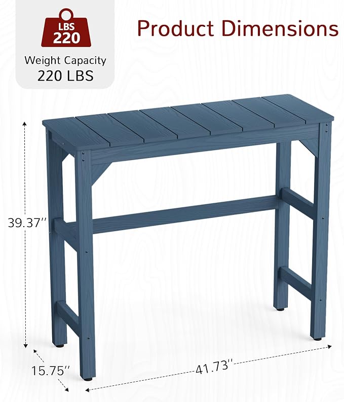 Stoog All-Weather Patio Bar Set, 3-Pieces Outdoor Bar Table and Stools Set, Counter Height Bar Stools Set of 2, Low Maintenance, for Backyard, Garden, Balcony, and Deck, Blue