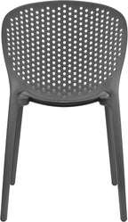 2xhome Set of 2 Patio Dining Chairs | Modern Stackable Outdoor Pool Side Chair | Weather Resistant Plastic for Yard, Porch, Balcony, Kitchen, Gray