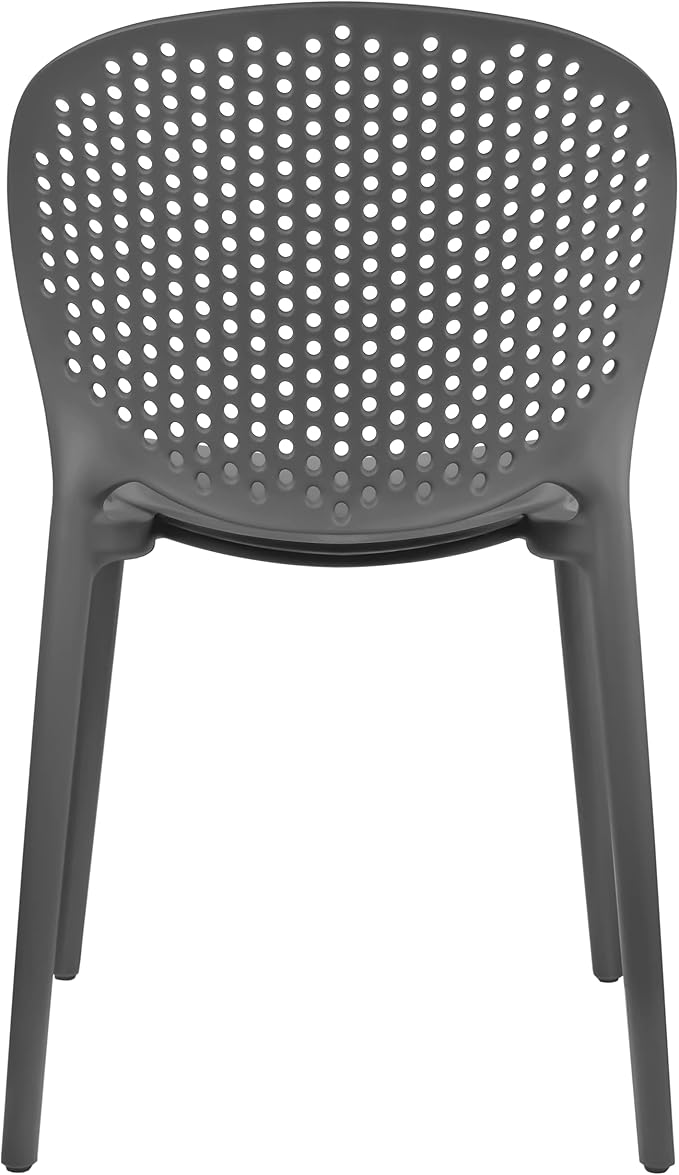 2xhome Set of 2 Patio Dining Chairs | Modern Stackable Outdoor Pool Side Chair | Weather Resistant Plastic for Yard, Porch, Balcony, Kitchen, Gray