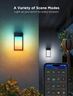 Govee Outdoor Wall Light,2 Pack,1500LM Smart RGBIC Porch Lights,IP65 | 45 Scene Modes,Waterproof Lights for Outdoor,Patio,Garage,DIY Wall Sconce Works with Alexa,Google Assistant and Matter