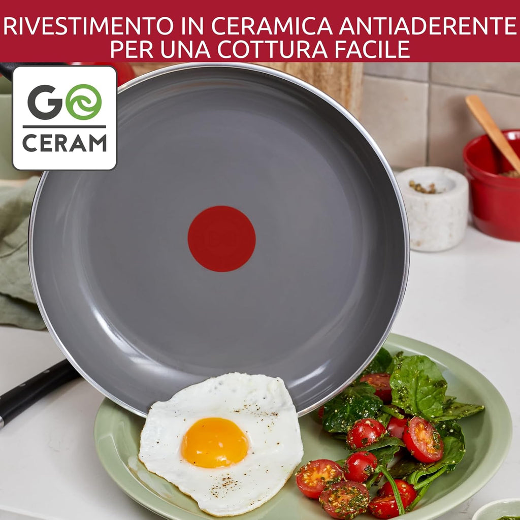 Lagostina Wok Drop 28 cm, Non-Stick Ceramic Coating, Optimal Smoothness, Easy Cleaning, Eco-Friendly, Thermo-Signal, Safe, Induction Compatible
