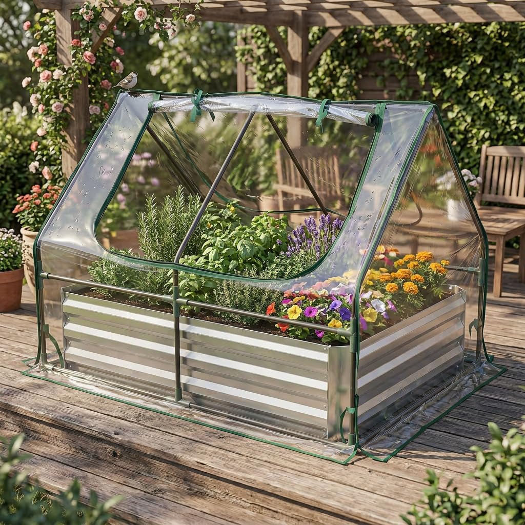 giantexuk raised garden bed with greenhouse, 2 in, package contents