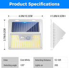 Peasur Solar Lights Outdoor Waterproof, 1Pack 140LED Bright Motion Sensor Security Lights 3 Modes, Solar Powered Fence Wall Light for Garden Yard Outside(Cool White)