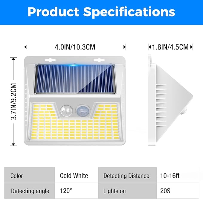 Peasur Solar Lights Outdoor Waterproof, 3Pack 140LED Bright Motion Sensor Security Lights 3 Modes, Solar Powered Fence Wall Light for Garden Yard Outside(Cool White)