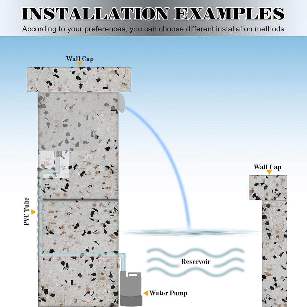 Waterfall Pool Fountain 304 Stainless Steel 11.8" Rectangular Waterfall Spillway for Pools, Fountains,Pond and Spa's