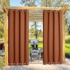 NICETOWN Outdoor Curtain Top and Bottom Fixed Grommet, Thermal Insulated Weighted Vertical Drape Blackout Heavy Weight Windproof Outdoor Drapery, Burnt Orange, 52 by 108 inches,1 Piece