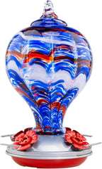 Muse Garden 32OZ Hummingbird Feeders Blown Glass Hummingbird Feeder, Garden Backyard Decor for Outside, Navy Blue | Muse Garden 32OZ Hummingbird Feeders Blown Glass Hummingbird Feeder, Garden Backyard Decor for Outside, Navy Blue