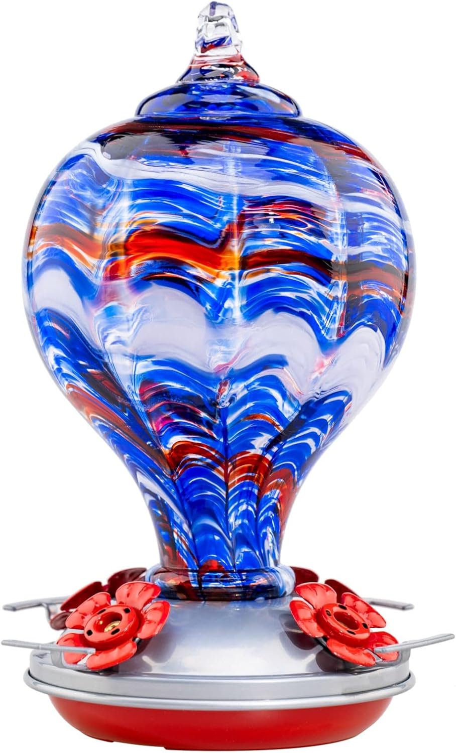 Muse Garden 32OZ Hummingbird Feeders Blown Glass Hummingbird Feeder, Garden Backyard Decor for Outside, Navy Blue | Muse Garden 32OZ Hummingbird Feeders Blown Glass Hummingbird Feeder, Garden Backyard Decor for Outside, Navy Blue