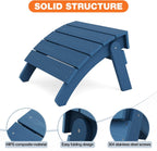 YEFU Folding Adirondack Ottoman Outdoor Set of 2, Navy Blue | Fade and Rust Resistant Footstool for Adirondack Chair, All-Weather Foot Rest for Outside Patio Garden Lawn Pool Backyard