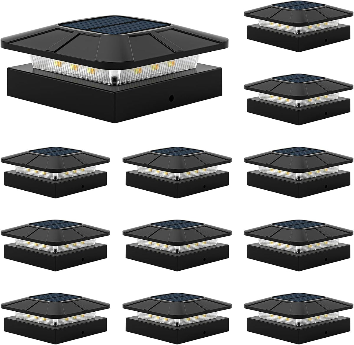 4x4 solar fence post cap lights outdoor waterproof, main product view