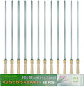 23.5" Large Skewers for Grilling,304 Stainless Steel 0.4 inch Wide Kabob Skewers with Wooden Handle,Heavy-Duty Flat Metal Kebab Skewer,BBQ Barbecue Skewer Reusable for Outdoor Grill-12PCS
