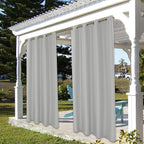 BONZER Outdoor Curtains for Patio Waterproof Thick Privacy Grommet Light Filtering Outside Curtains for Porch Pergola Gazebo Deck, 1 Panel, 84W x 95L inch, Silver