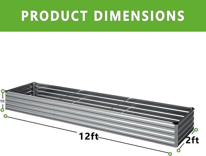 2PCS Galvanized Raised Garden Bed Kit,Vegetable Boxes-Rectangle Metal Flower Box,Large Planter Raised Beds Outdoor Garden for Planting,Fruit,Herb-Silver