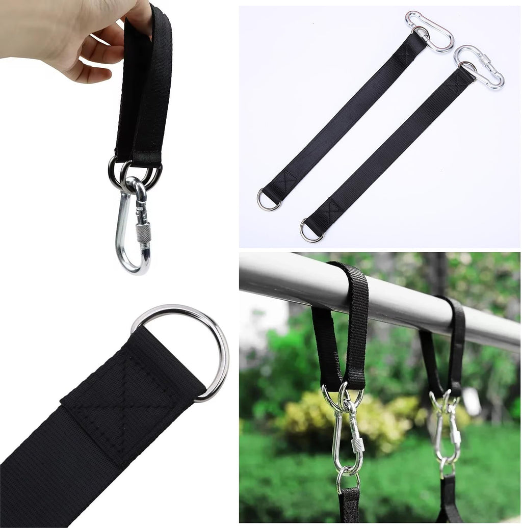 2 Pack Tree Swing Straps Hanging Kit 50cm 400lbs Heavy Duty Belt with Safer Lock Snap Hook Clip Carabiner Connector for Hammock Punching Bag Swings Chair Seat Gym Bar Handle Cable Outdoor