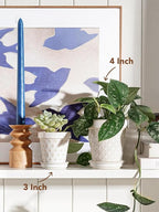 LE TAUCI 3 Inch Mini Succulent Pots - Very Small Ceramic Planter with Saucer, Tiny Embossed Flower Pots for Lithops, Mini Cactus, Air Plants, Fairy Gardens - Indoor Home Decor, Set of 4, Arctic White