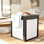 DRATO 51 Gallon Deck Boxes Resin Outdoor Storage Box UV Resistant Outside Deck Box with Lockable Lid for Patio Furniture（Black and White，51 Gallon）
