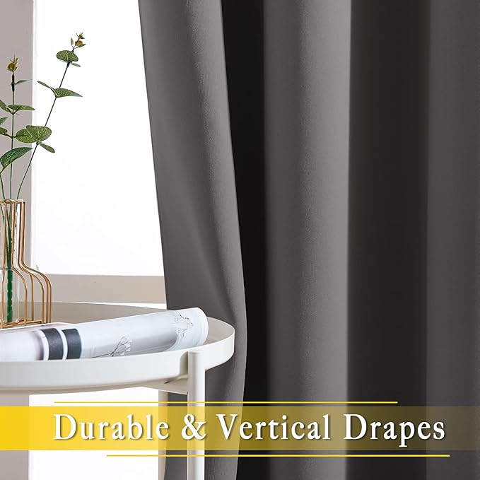 NICETOWN Blackout Sliding Glass Door Curtain 90 inches Long, Grommet Thermal Insulated Light & Heat Blocking Curtain & Drape Window Treatment for French Door (Grey, W80 x L90, 1 Panel)