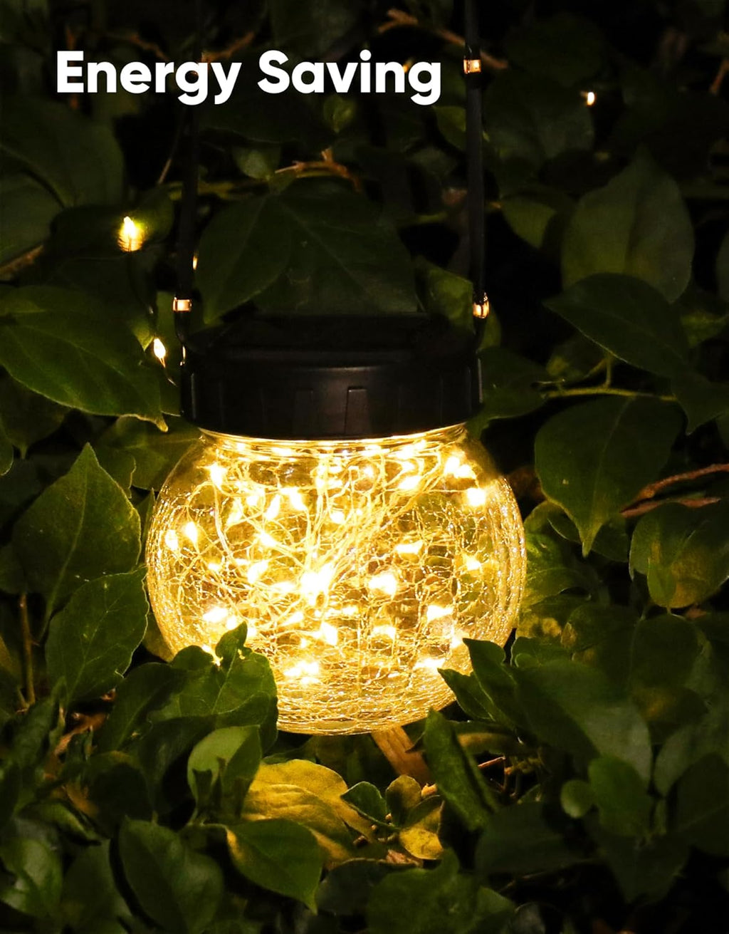 Solar Lights Outdoor Waterproof 24-Pack, Solar Powered Hanging Lantern Cracked Glass Hanging Globes for Yard Decor Christmas Decoration, Shepherd Hook, Garden Tree Table Ornaments, Warm