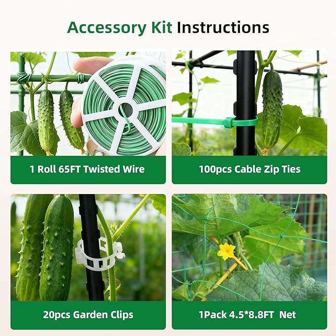 Cucumber Trellis for Raised Bed, U-Shape Garden Arch Metal Support for Climbing Plants, Metal Arch Plant Support Vegetables Trellis, Plant Support for Vine (Black, 31.5 * 30 * 47inch(L*W*H))