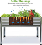 2PCS Galvanized Raised Garden Bed with Legs, 48 gallons, 48"x24"x32" Large Metal Elevated Planter Boxes with Drainage Holes,for Vegetables, Flowers, Backyard, Patio, Balcony
