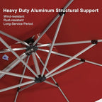 PURPLE LEAF 10' X 12' Patio Umbrella Outdoor Rectangle Umbrella Large Cantilever Umbrella Windproof Offset Heavy Duty Sun for Garden Deck Pool Patio, Terra