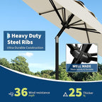 Garvee 9FT Patio Umbrella - Outdoor Table Umbrella with Smooth Crank Lift, Push Button Tilt and 8 Sturdy Ribs - Market Umbrella UV Protection Waterproof for Pool, Deck, Yard, Garden -Beige