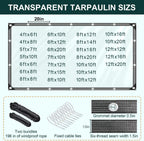 clear tarp with grommets 7x12 ft heavy duty showing dimensions