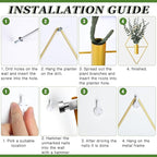 Jexine 8 Pcs Hanging Planters with Artificial Eucalyptus Metal Hanging Vase Indoor Plants Holder Modern Geometric Boho Bathroom Wall Decor for Living Room Home Office (Eucalyptus,Gold)