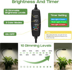 LED Grow Light, Clip On Plant Lights for Indoor Growing with 3,6,12 H Timer, 10 Dimmable Levels Grow Lights for Indoor Plants Full Spectrum, for Houseplants, Bonsai, Pot Plant (1-Pack)