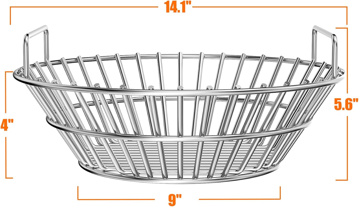 onlyfire Stainless Steel Charcoal Ash Basket with Handle Charcoal Holder | Fits Kamado Joe Classic and Large Big Green Egg
