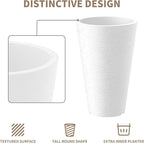 Kante Tall Round Planter Set of 2, 15 Inch Tall Decorative Planter Pots for Outdoor Indoor Garden Patio Front Porch (White)