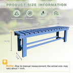 Outdoor Garden Wood Bench, 2-Person Weatherproof Wooden Bench Park Narrow Bench, Never Rot or Fade Waterproof Backless Bench for Entryway, Outdoor, Patio, Porch, Backyard and Park (Blue, 35.5''/90cm)