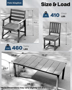 9-Piece Grey Outdoor Dining Set with Beige 11FT Large Patio Umbrella, 75.2'' HDPE Table & Chairs for 8, Weather-Resistant Furniture with Umbrella Hole for Patio, Lawn, Poolside
