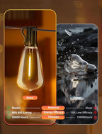Outdoor Patio String Lights: 200Ft 60M Outside Waterproof Light - Remote Dimmable ST38 Shatterproof Bulb Connectable Hanging Outdoor Electric Lighting - Backyard Yard Gazebo Porch Party