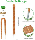 2 Pack 60 Inch Moss Pole Monstera Plant Support, Coir Moss Poles for Climbing Indoor Plants, Bendable Plant Stake Trellis for Potted Plant, Pothos, Philodendron