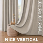 H.VERSAILTEX 100% Blackout Curtains for Bedroom Thermal Insulated Linen Textured Curtains Heat and Full Light Blocking Drapes Living Room Curtains 2 Panel Sets, Cobblestone, 52x72 Inch