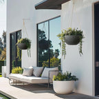 LA JOLIE MUSE Hanging Planters for Indoor Plants, Medium Hanging Planters with Drain Holes, Outdoor Hanging Flower Pots, Matte Black, Honeycomb (10 Inch, Set of 2)
