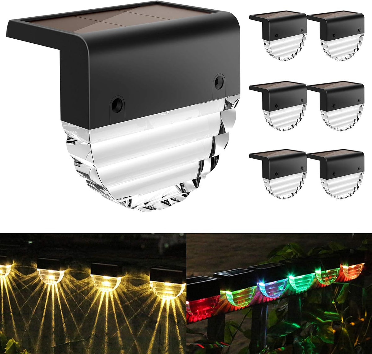 melunar solar deck lights, 6 pack waterproof led, main product view