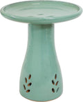 Sunnydaze Hand-Painted Ceramic Outdoor Bird Bath for Garden, 21” H, Seafoam | UV & Frost-Resistant Mineral Glazed Finish, 1 Gal Water Cap, Easy Assembly, Pedestal Bird Bath for Outside, Ceramic Birdbath