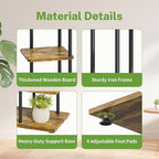 iDavosic.ly 5 Tier Plant Stand Indoor, Tiered Corner Metal Wood Multiple Flower Holder Shelf, 42 Inch Tall Orchid Display Rack for Patio Porch Living Room Balcony Outdoor, Modern Black & Rustic Brown