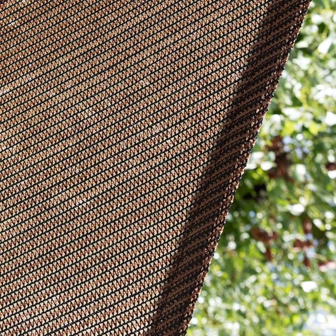 Amgo 20' x 20' x 20' Brown Triangle Sun Shade Sail Outdoor Canopy Awning UPF50+ AGTAPRT12, 95% UV Blockage, Water & Air Permeable, Commercial Standard Heavy Duty (We Make Custom Size)