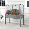 raised garden bed with greenhouse, waterproof sun-protective green, main product view