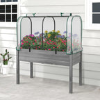 raised garden bed with greenhouse, waterproof sun-protective green, main product view