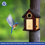 SISTERBIRD Pack of 2 Premium Bluebird Houses for Outside, All Seaons Bird Houses for Outside, Wooden Cabin Birdhouses for Outdoors, Weatherproof Courtyard Decorated Hanging Bird House